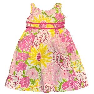 Lilly Pulitzer Girls Floral Sundress in Pink, Yellow & Green